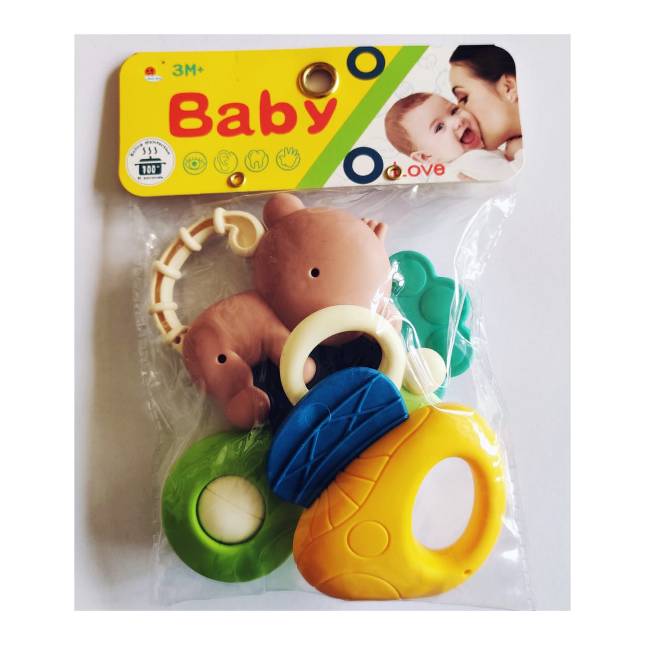 4 – Piece Multicolor Silicone Baby Teether Set