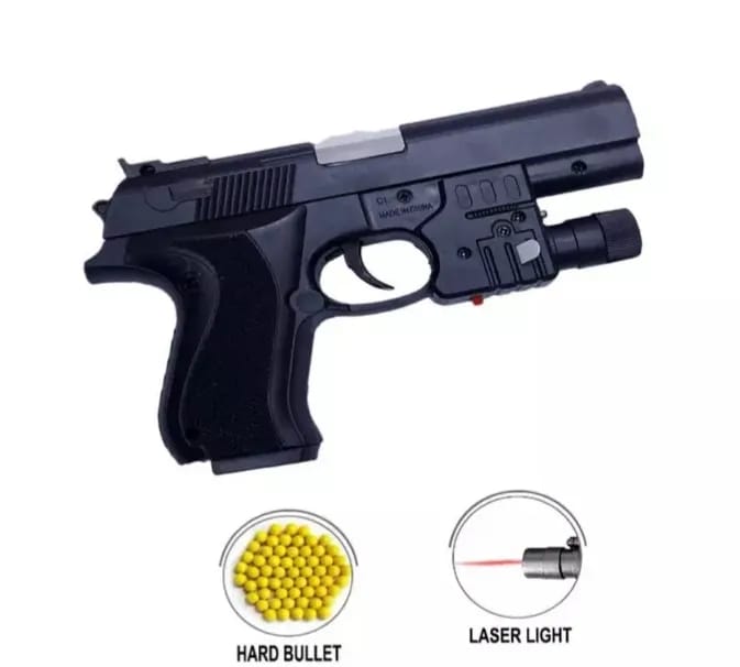 Black 16cm toy gun with laser light