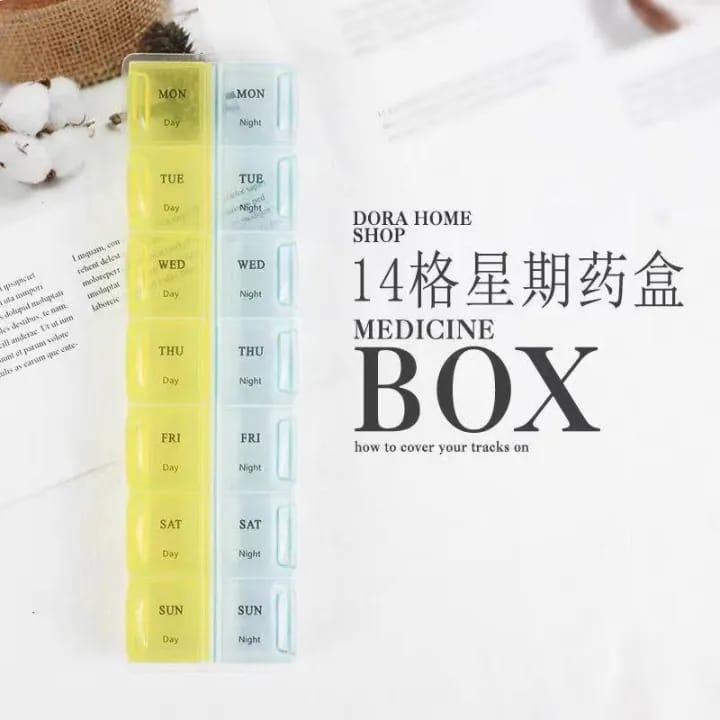 Weekly Pill Organizer with 14 Day & Night Compartments