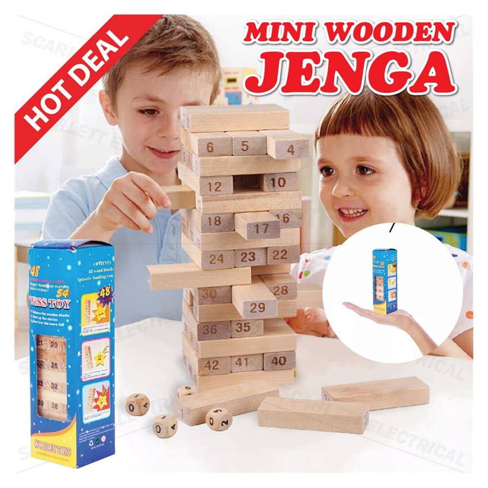 54 Piece Mini Wooden Block Stacking Game