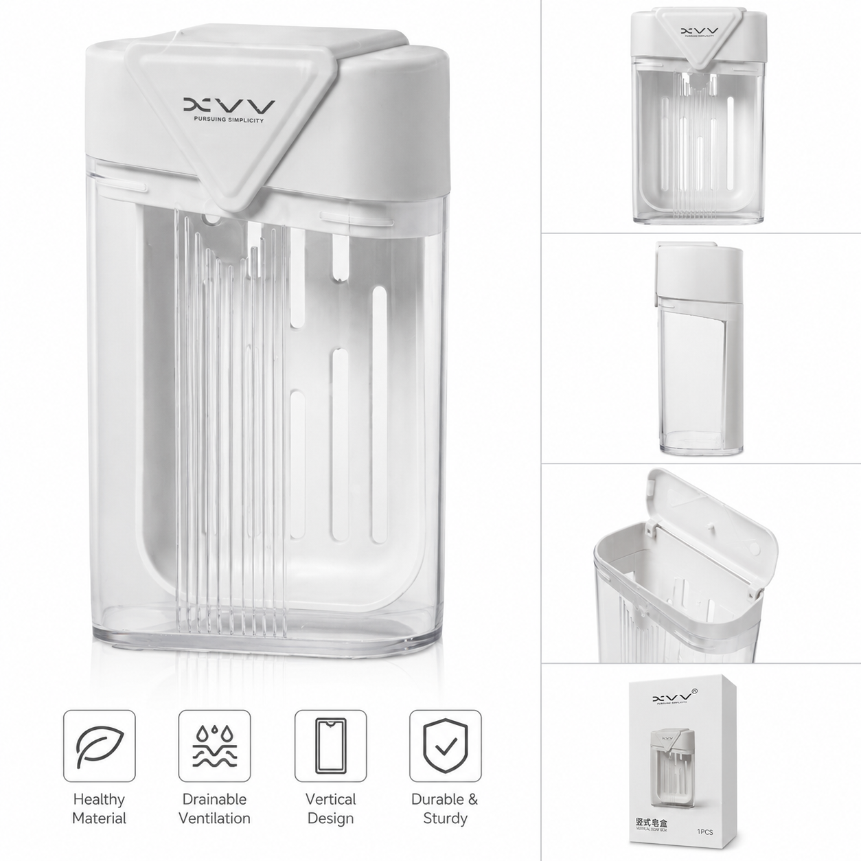 Portable Vertical Soap Box with Drainage