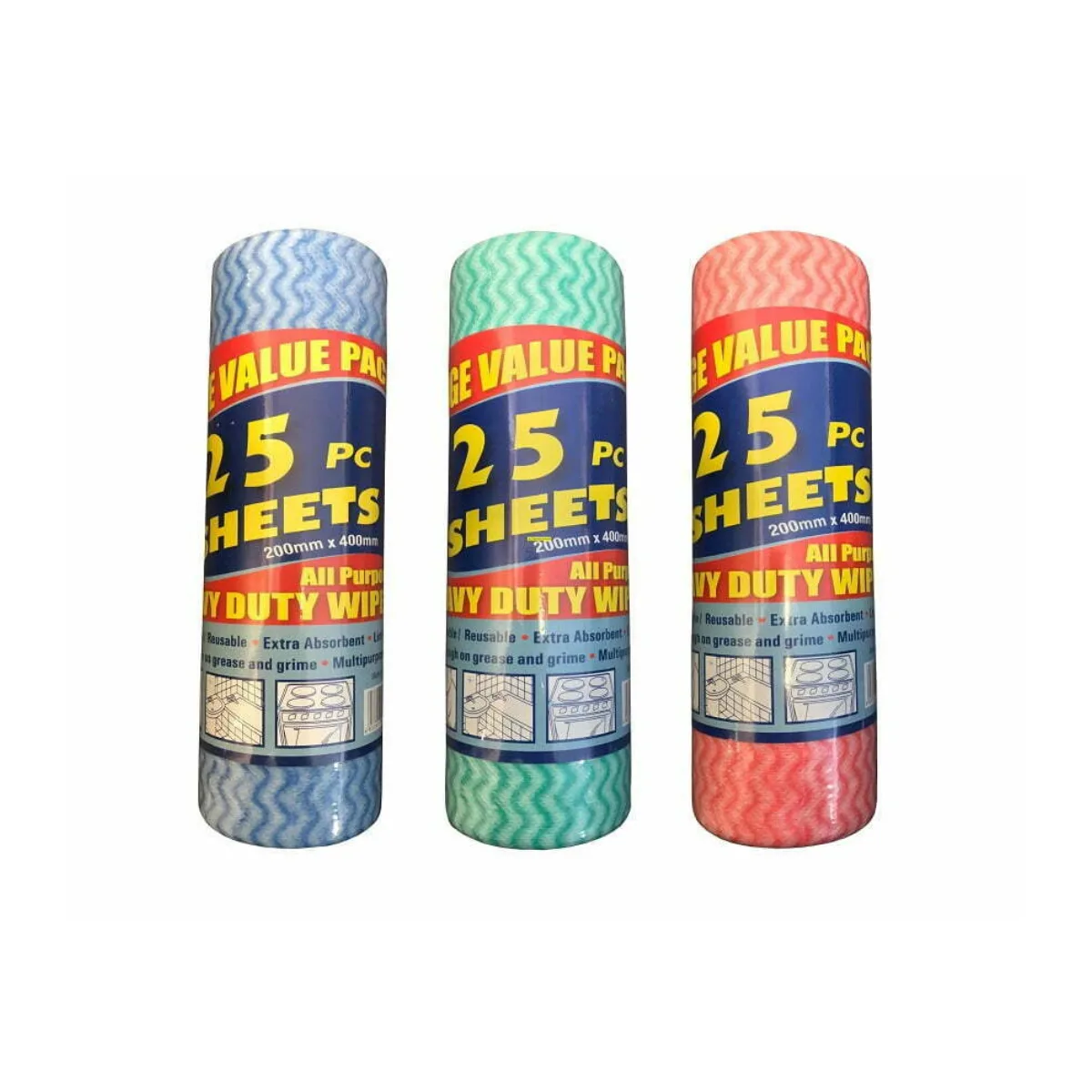 Reusable Heavy – Duty Multipurpose Cleaning Wipes Roll (25/50/100 Wipes)