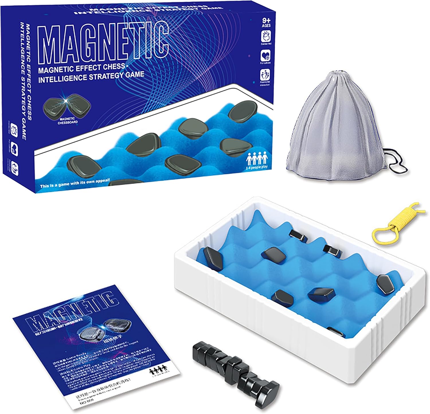 Magnetic Effect Chess game box with sponge grid and storage bag