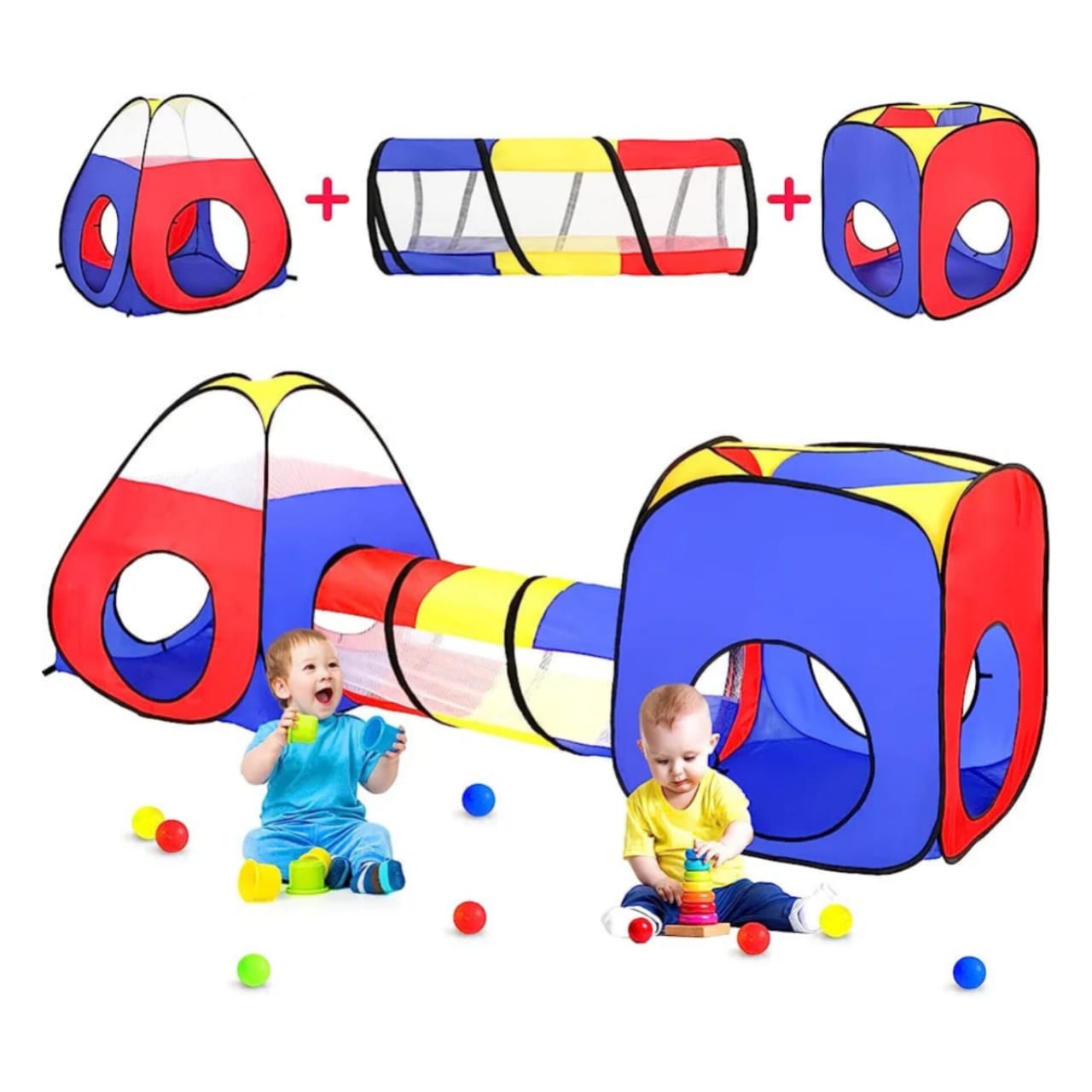 Children’s 3 – in – 1 Play Tent with Crawl Tunnel