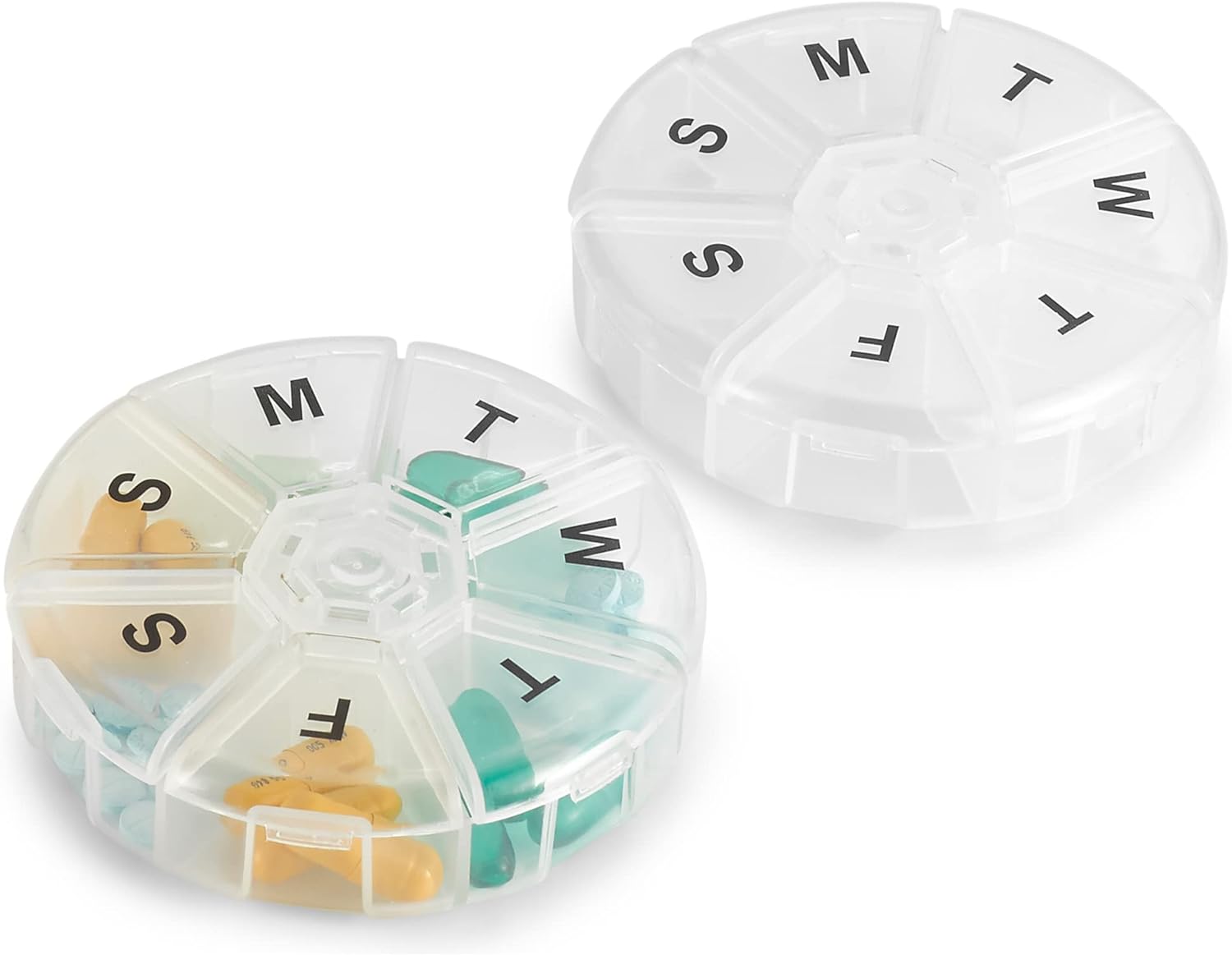 Pill Box 7 Days – Round Weekly Medicine Organizer