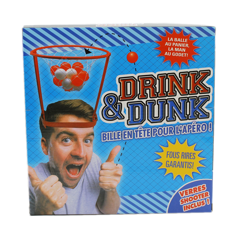 Drink & Dunk head – mounted basketball net with red and white balls