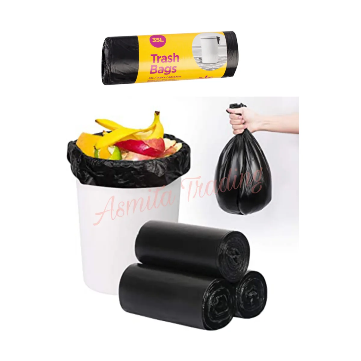 Black Garbage Bags 50×60cm – 50 Bags