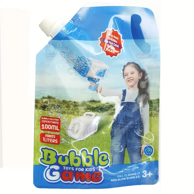 Bubble solution concentrate refill pouch labelled 100ml makes 1 litre