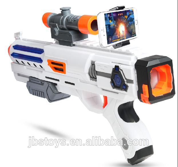 White and orange AR Gun toy with smartphone holder
