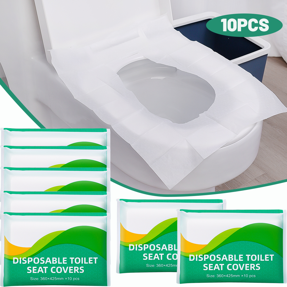 10 Pcs disposable toilet seat covers on a toilet