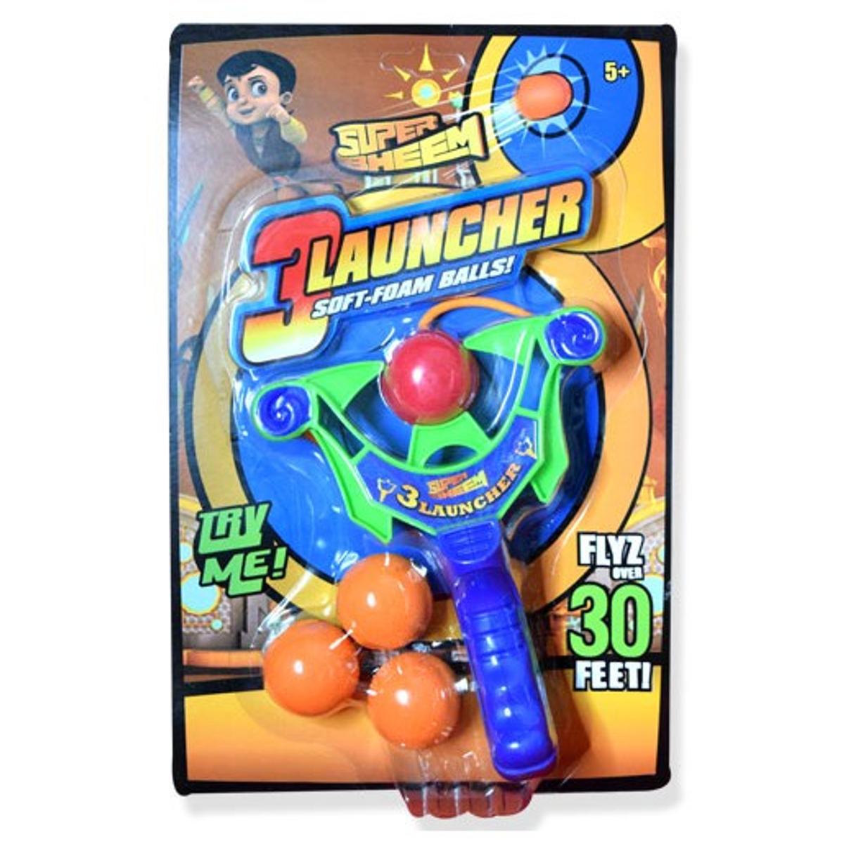 Launcher with three soft foam balls in retail packaging
