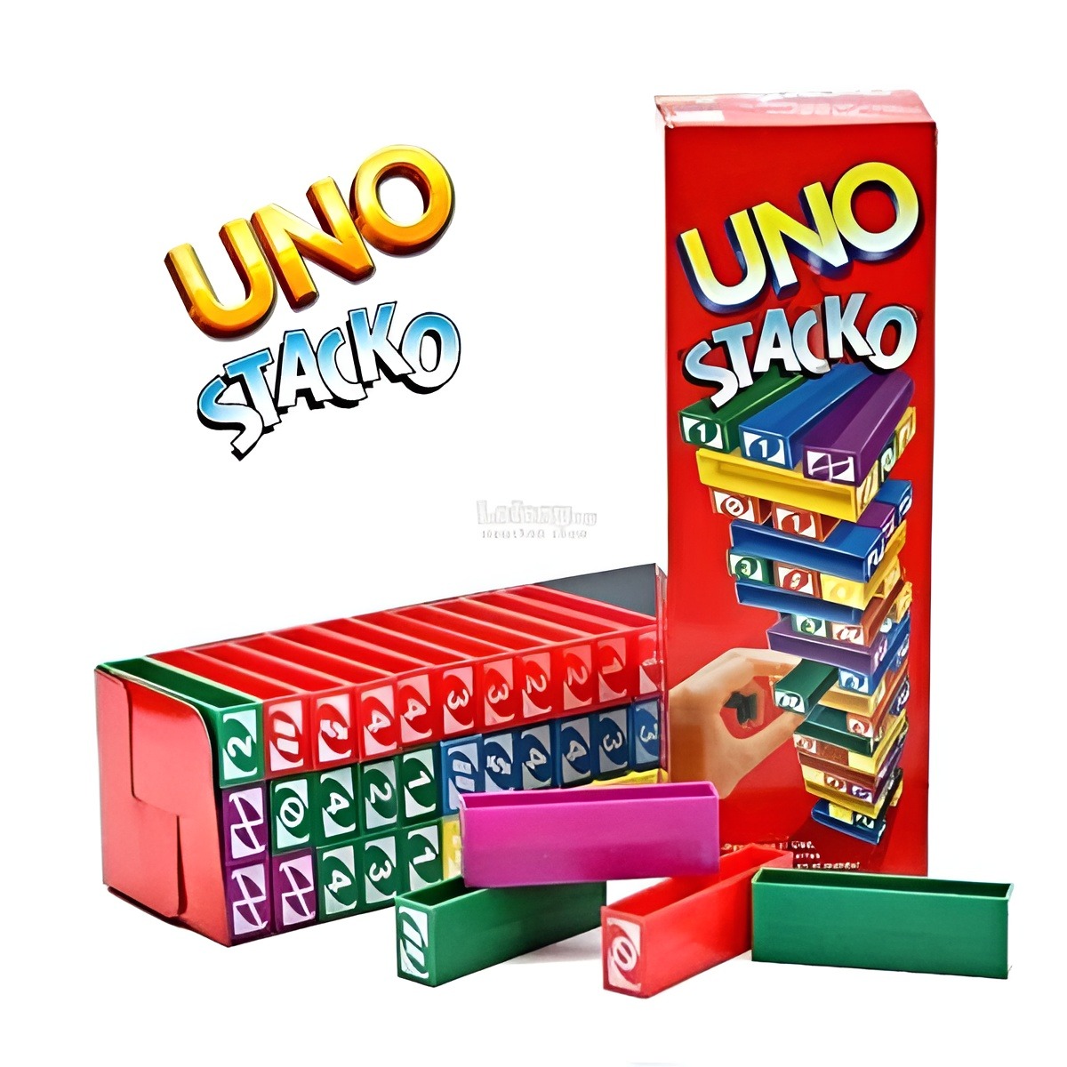 UNO Stacko Game – 45 Coloured Stacking Blocks
