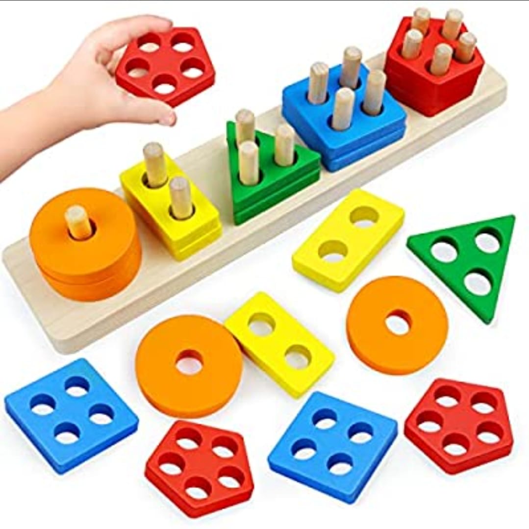 Five Sets of Column Geometry Shape Matching Puzzle
