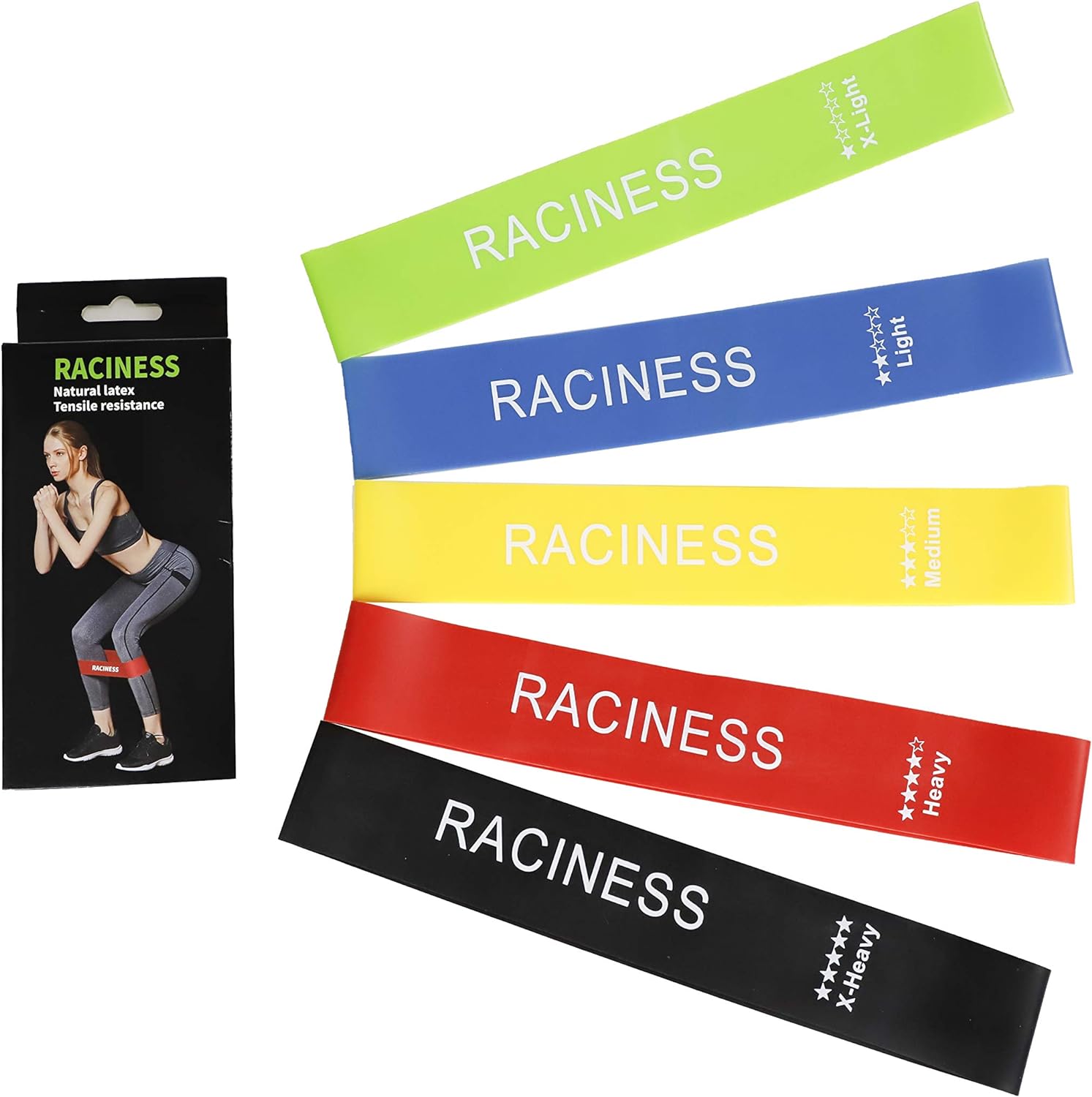 Raciness 5 Piece Resistance Exercise Band Set