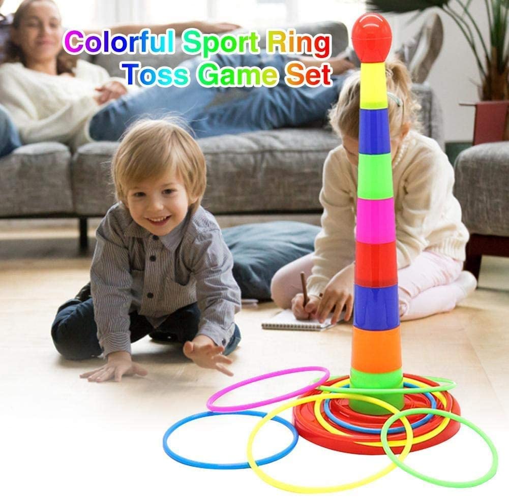 Quoits Ring Toss Game with 6 Multicoloured Rings