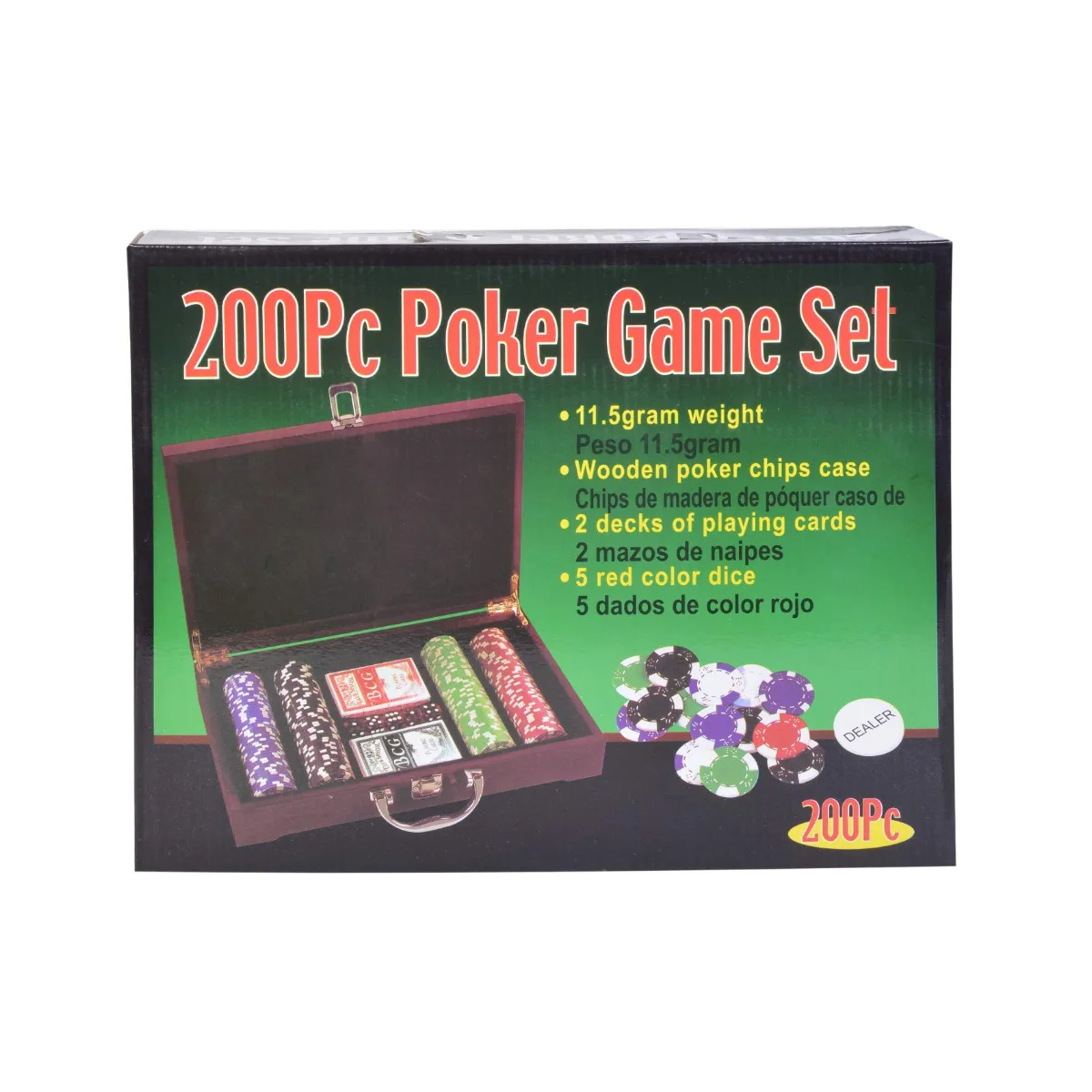 Poker Game Set with 200, 300 or 500 Chips