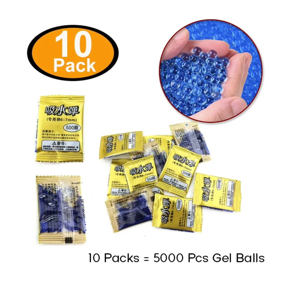 5000 blue gel beads in 10 individual packs