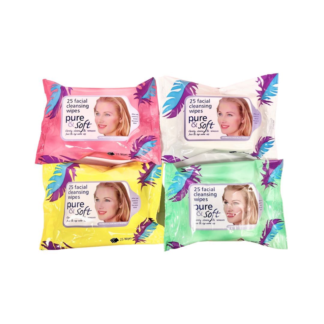 Pure & Soft Facial Cleansing Wipes – 25 Pcs