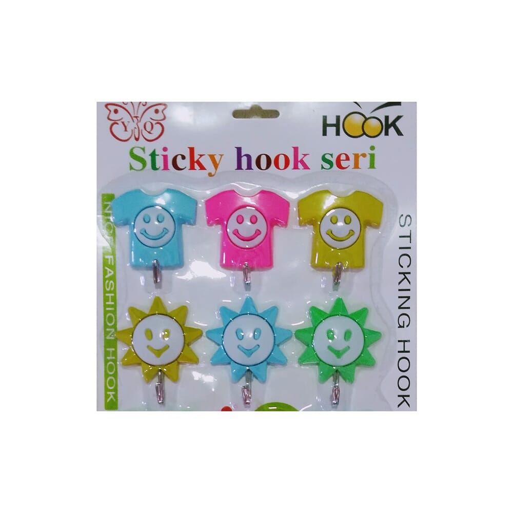 Multicolor Sticky Wall Hook Set – 9 Pieces