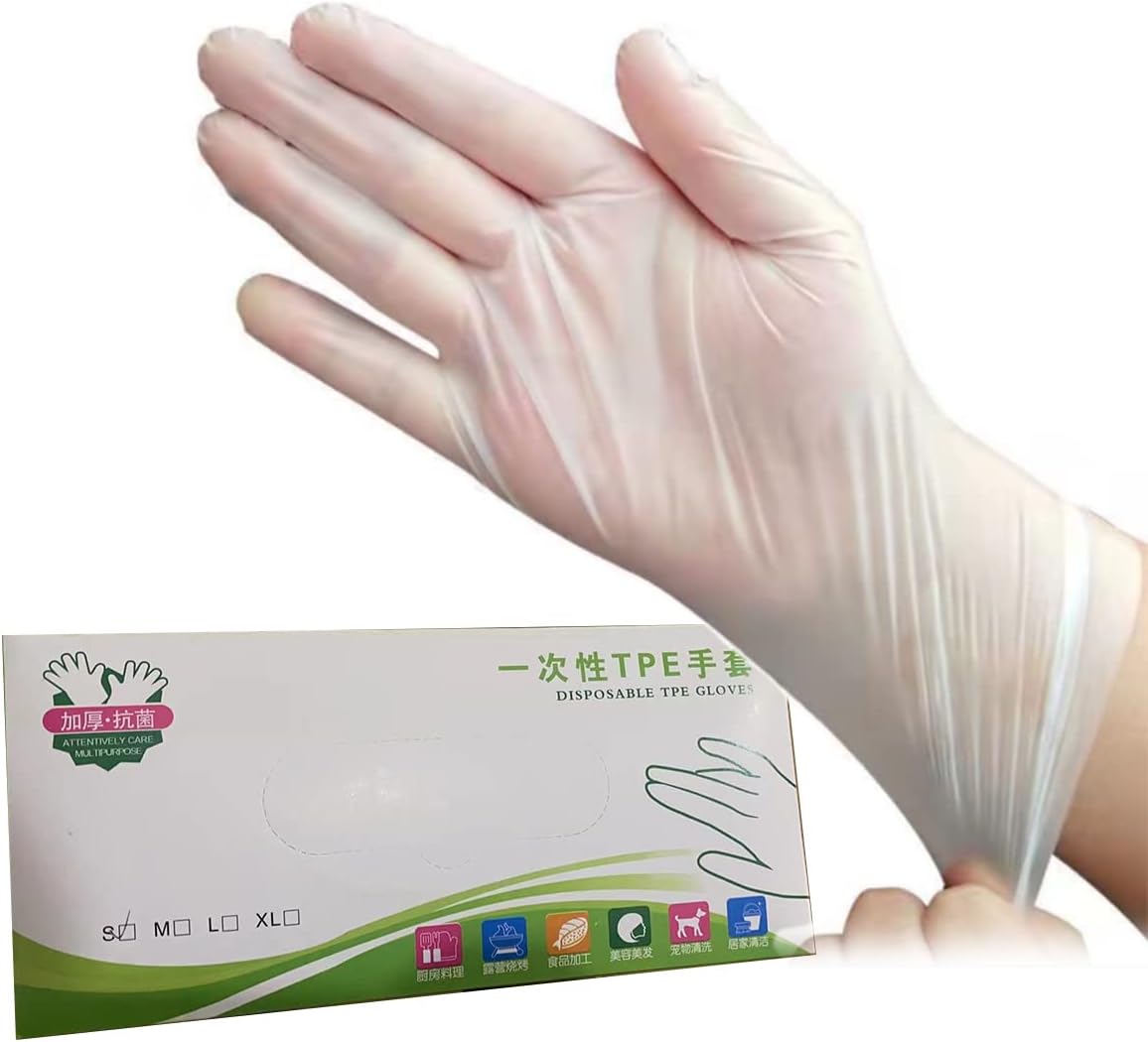 TPE Disposable Gloves – 50 Pcs, Transparent Large